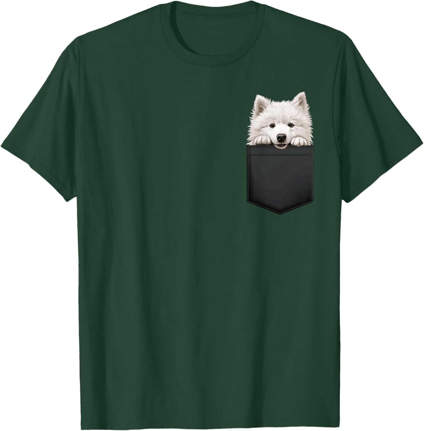 Funny Samoyed Puppy Dog In Pocket Cute Pet Lover T-Shirt - T-Shirt | Forest
