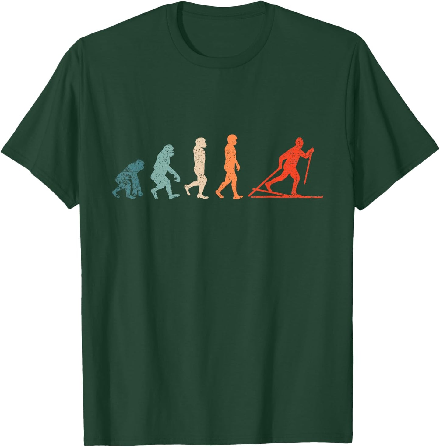 Cross Country Evolution XC Skiing Outfit Funny Ski T-Shirt - T-Shirt | Forest