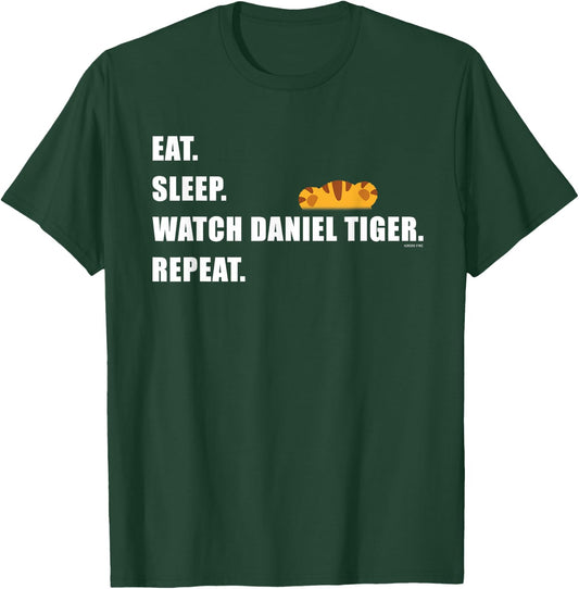 Eat Sleep Watch Daniel Tiger's Neighborhood Repeat (Dark) T-Shirt - T-Shirt | Forest
