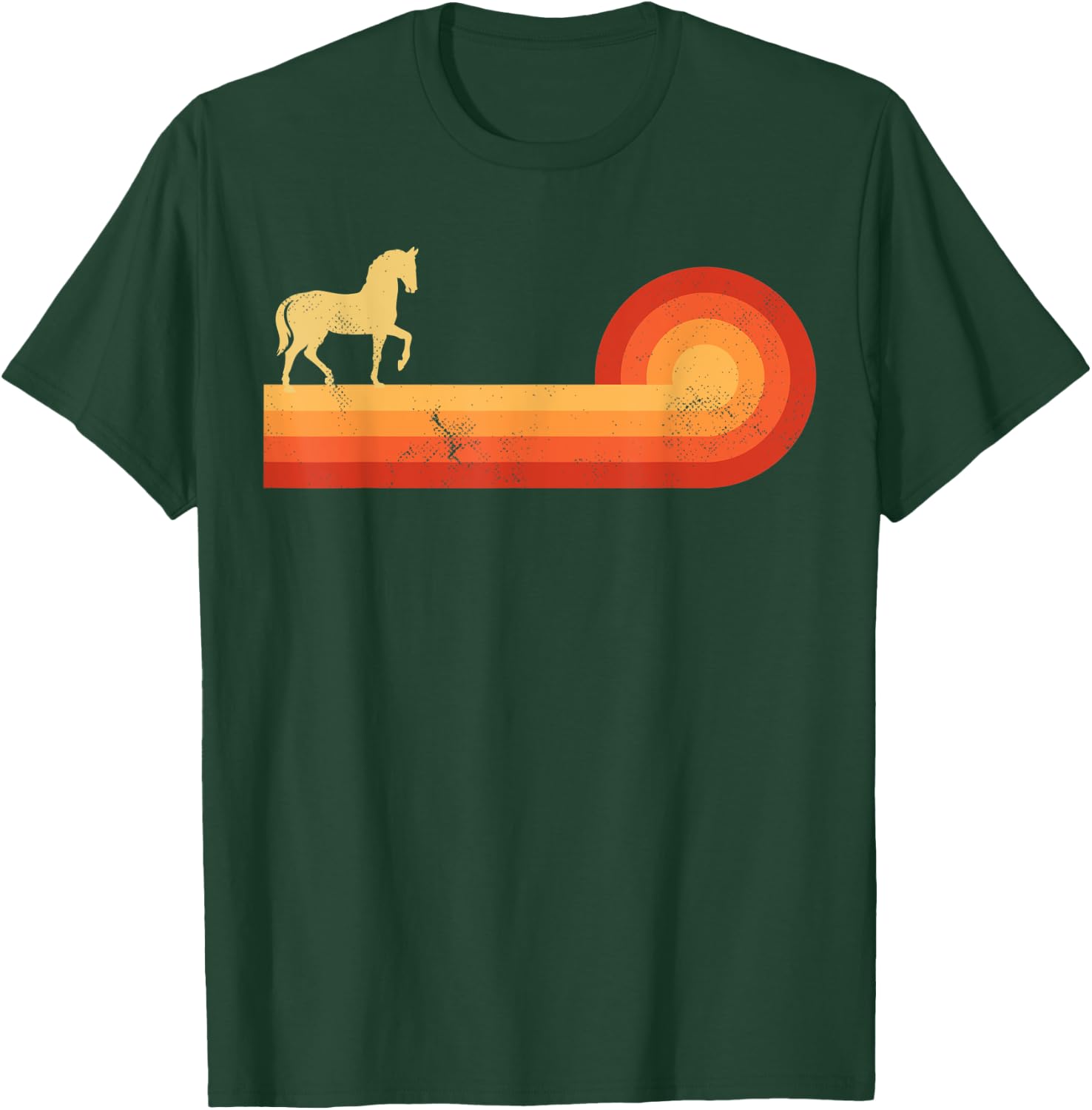 Horse Retro Vintage Sunset Farm Horseback Riding Equestrian T-Shirt - T-Shirt | Forest