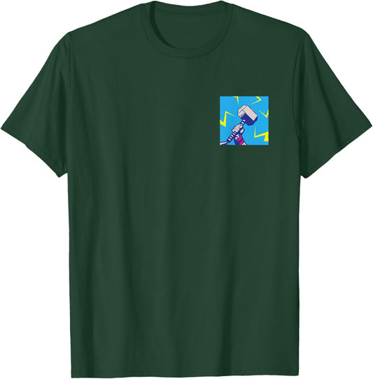 Marvel Thor Mjolnir Hammer Lightning Retro T-Shirt - T-Shirt | Forest