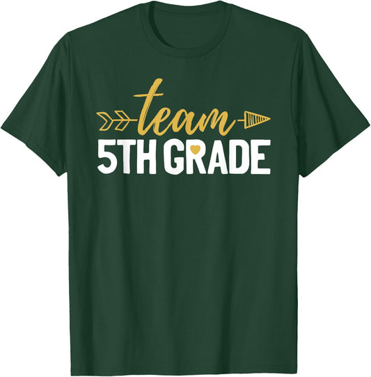 Team 5th Grade Hello Fifth Grade Crew Squad Teacher Kids T-Shirt - T-Shirt | Forest