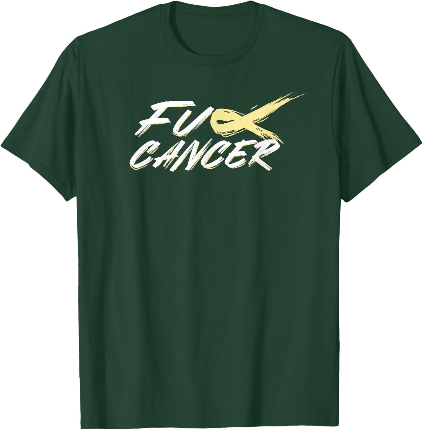 Fuck Bone Cancer F U FU Yellow Ribbon Cancer Awareness T-Shirt - T-Shirt | Forest