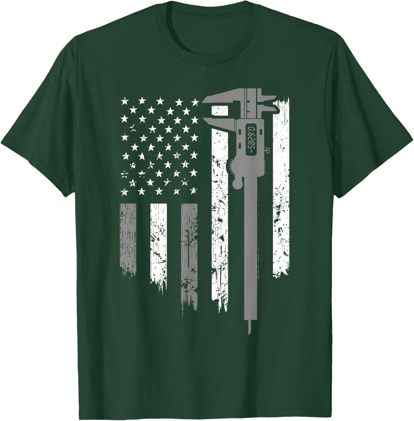 Funny USA Flag CNC Mechanic Tools Machinist Gift Men Women T-Shirt - T-Shirt | Forest