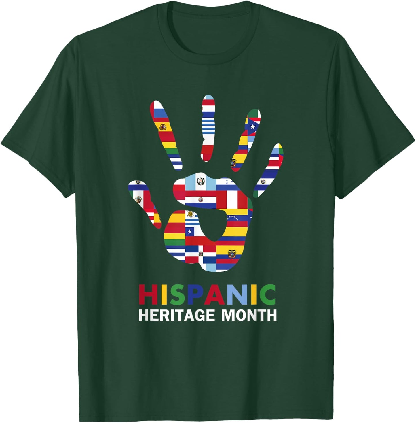 National Hispanic Heritage Month Latin Countries HandPrint T-Shirt - T-Shirt | Forest