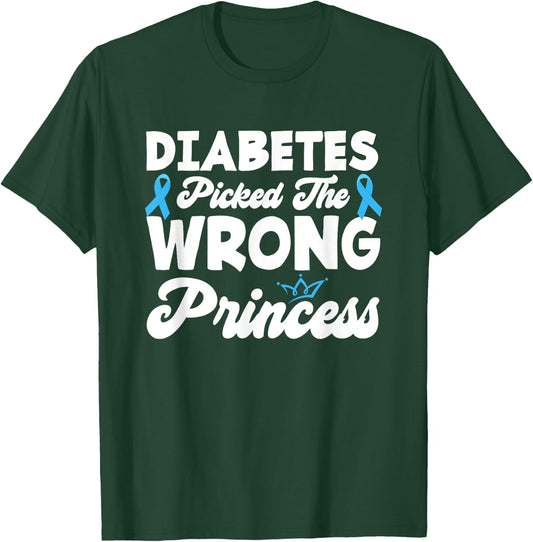 Girls Funny Diabetes Picked The Wrong Princess T1D Awareness T-Shirt - T-Shirt | Forest