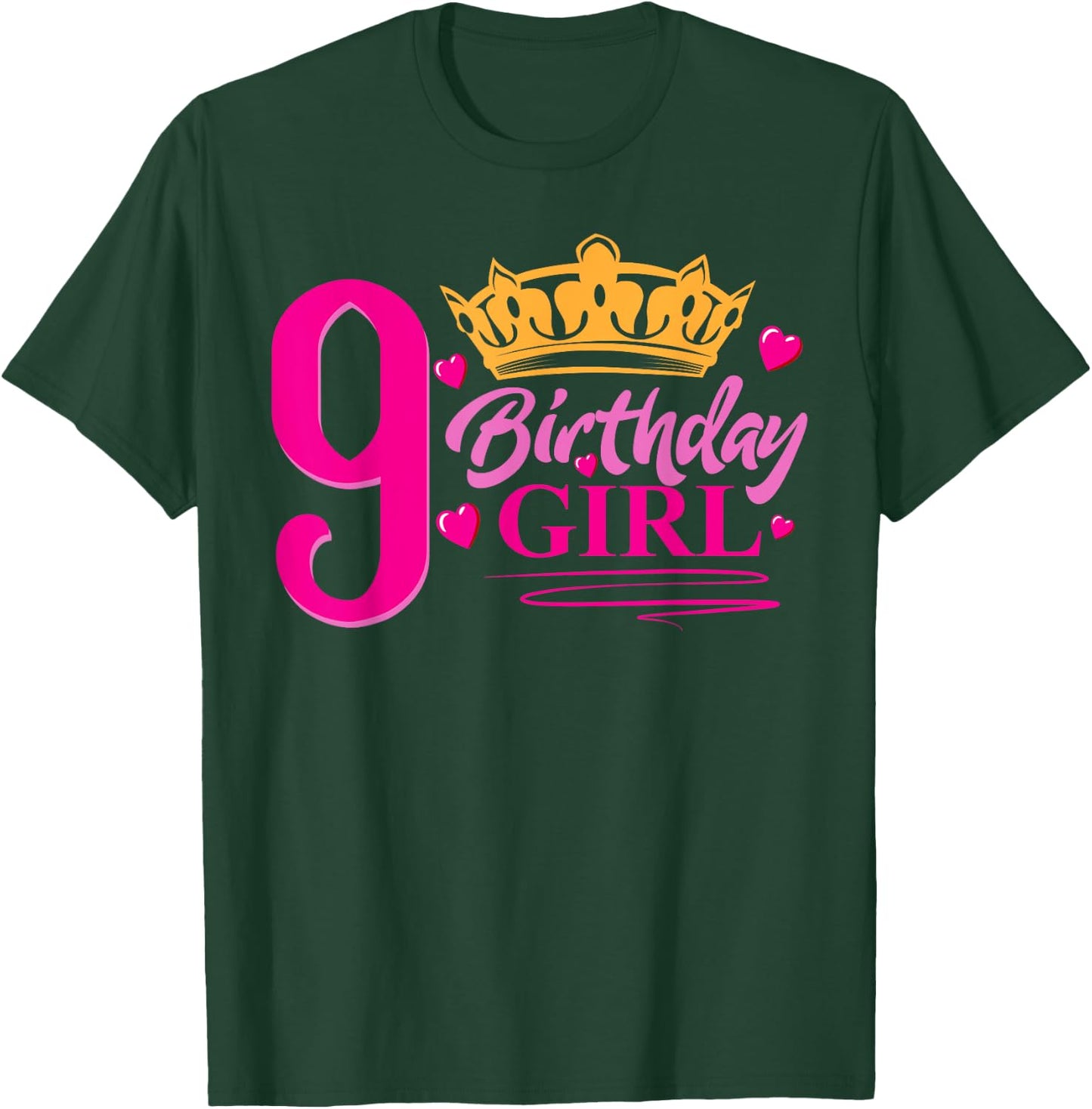 Queen 9th Birthday Girl , Party 9 Years Old Bday T-Shirt - T-Shirt | Forest