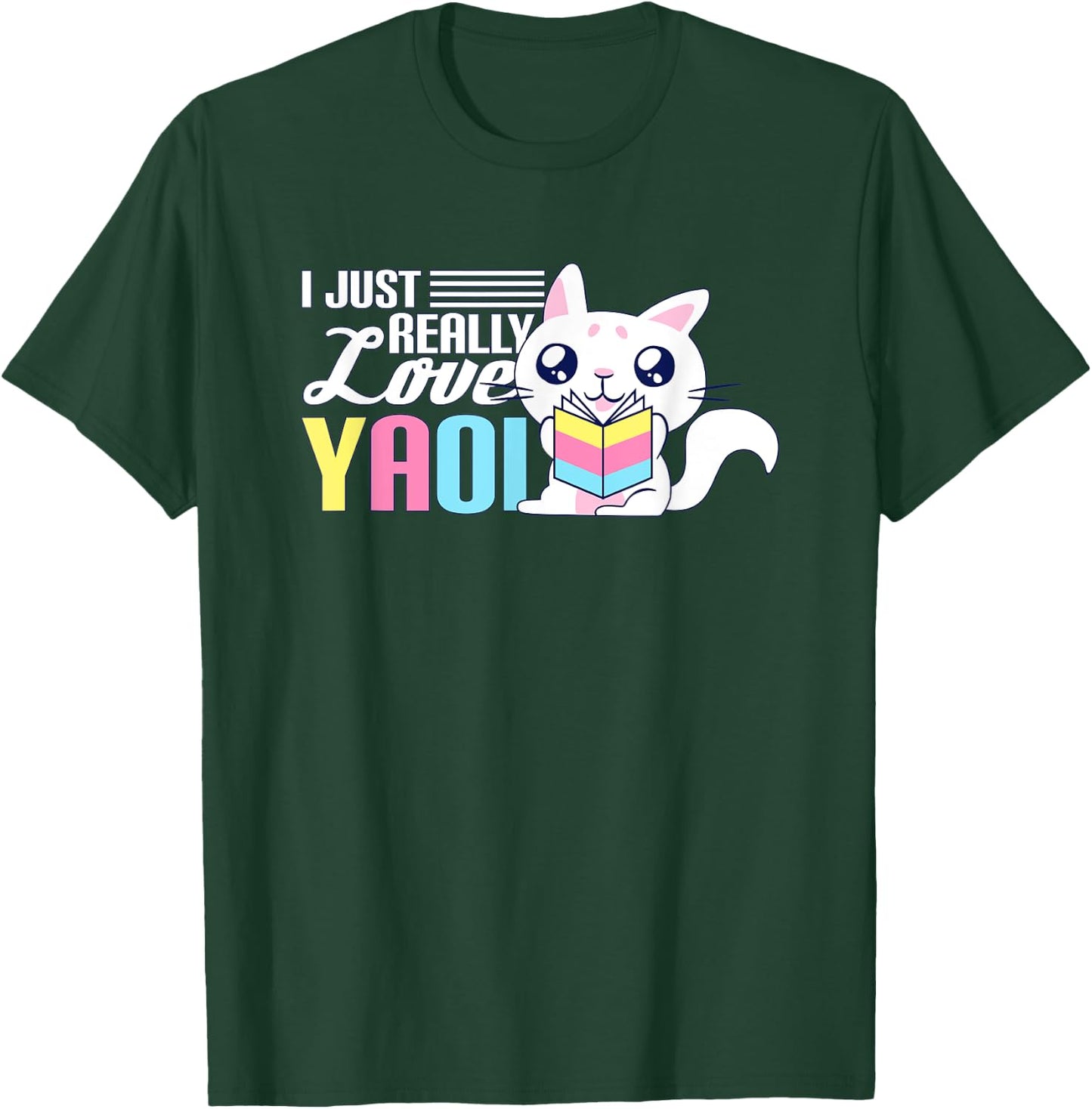 Fujoshi Yaoi Manga BL Boy Love I Kawaii Cute Cat Anime T-Shirt - T-Shirt | Forest