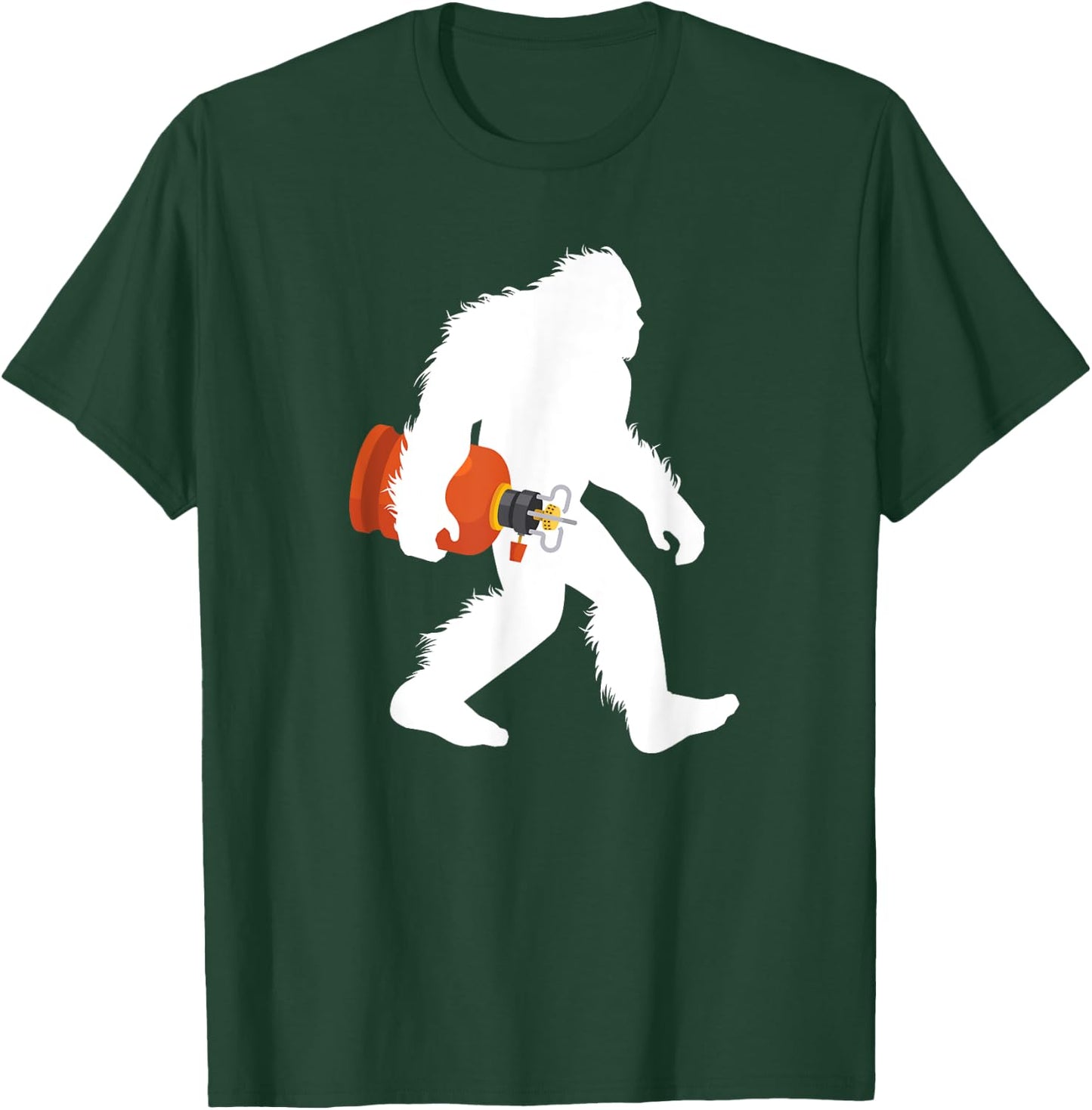 Bigfoot Carrying Propane Tank Sasquatch BBQ Gas Burner T-Shirt - T-Shirt | Forest