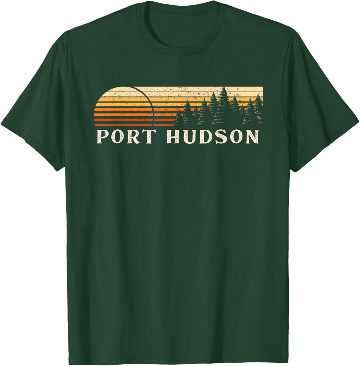 Port Hudson, LA Vintage Evergreen Sunset Eighties Retro T-Shirt - T-Shirt | Forest