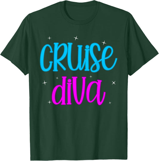 Cruise Ship Diva Women Girls Travel Summer Holiday T-Shirt - T-Shirt | Forest