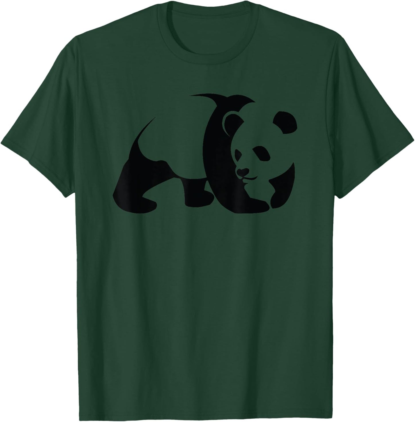 Panda Minimalist Art Black White Animal Cute T-Shirt - T-Shirt | Forest
