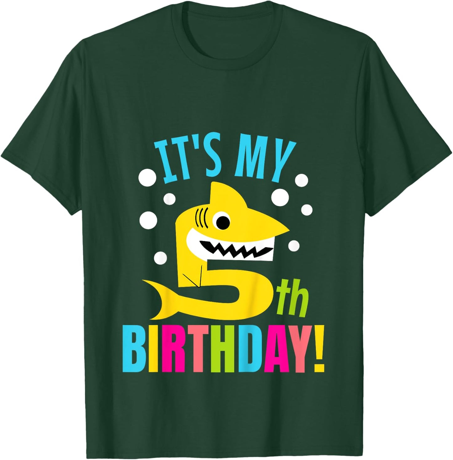 5 Year Old 5th Shark Party Birthday Baby Gift Girls And Boys T-Shirt - T-Shirt | Forest