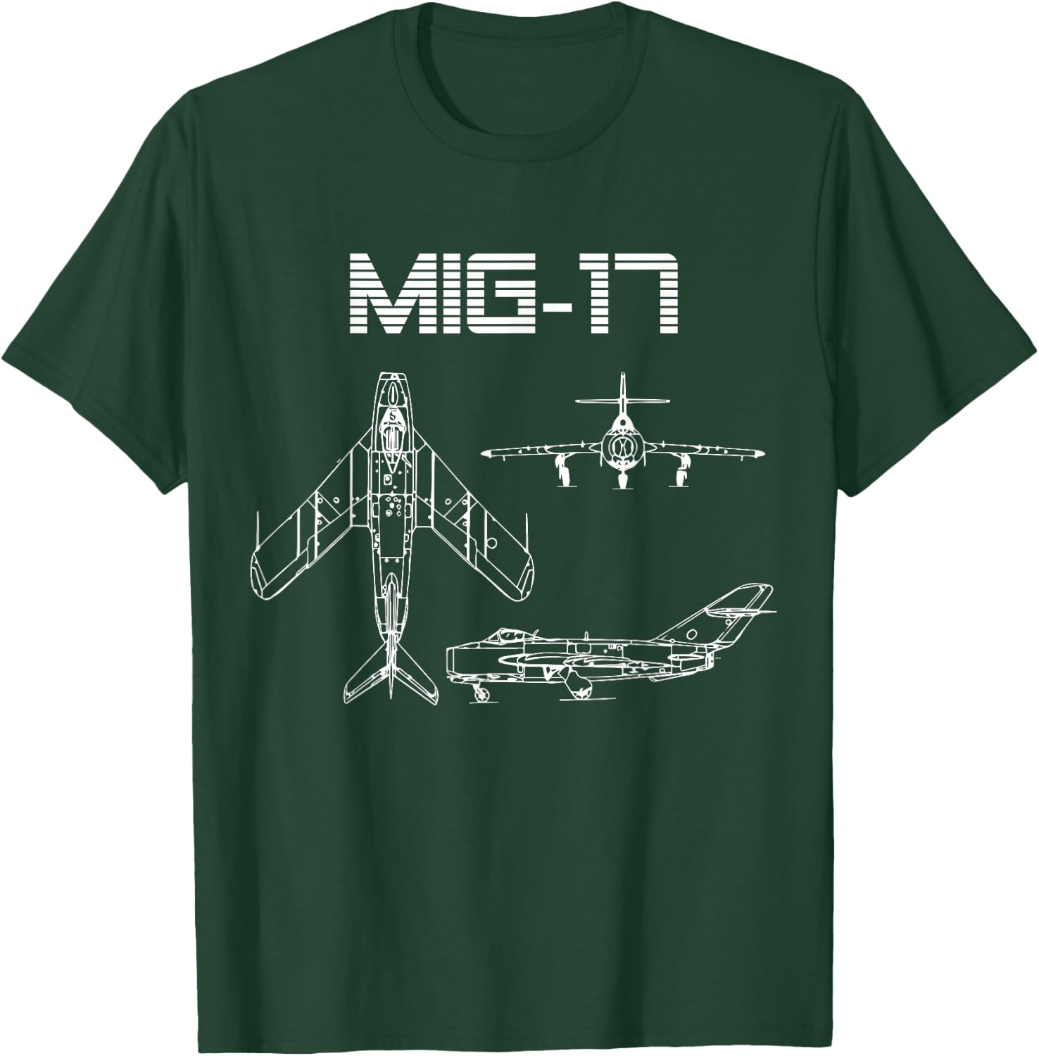 Mig-17 Soviet Plane Warbird Blueprint Schematics Diagram T-Shirt - T-Shirt | Forest