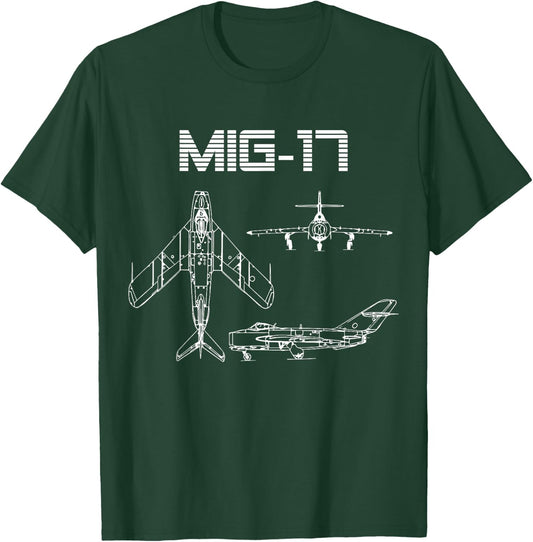 Mig-17 Soviet Plane Warbird Blueprint Schematics Diagram T-Shirt - T-Shirt | Forest