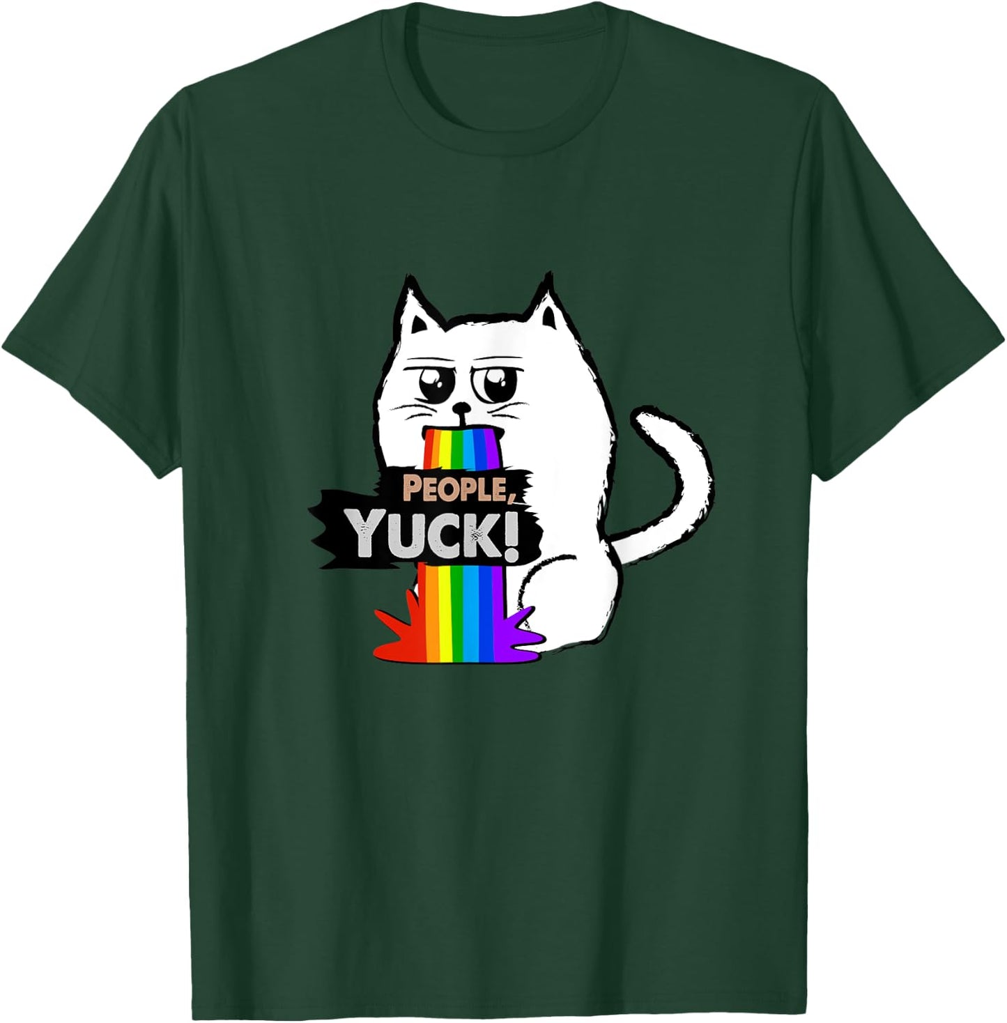 People, Yuck! Cute Sarcastic Cat throwing up a rainbow Women Kids T-Shirt - T-Shirt | Forest