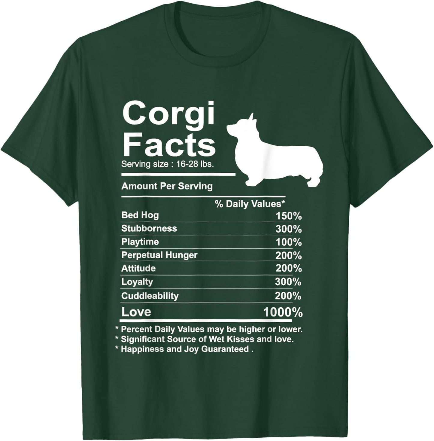 Funny Corgi Facts Nutrition Gift Cardigan Pembroke T-Shirt - T-Shirt | Forest