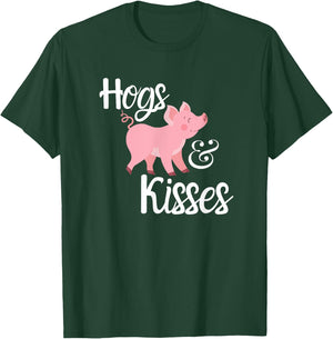 Hogs and Kisses Cute Pig T-Shirt - T-Shirt | Forest