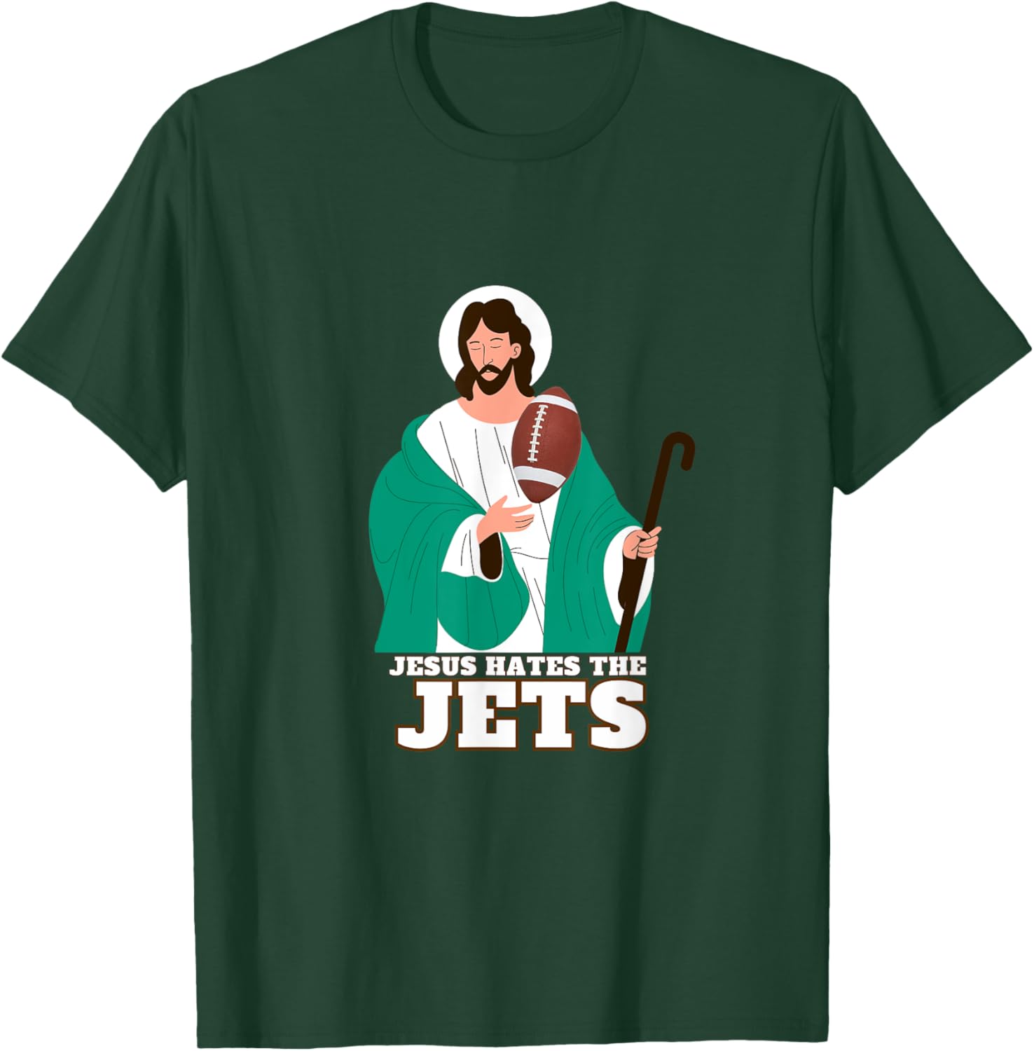 Jesus Hates The Jets Football Shirt T-Shirt - T-Shirt | Forest