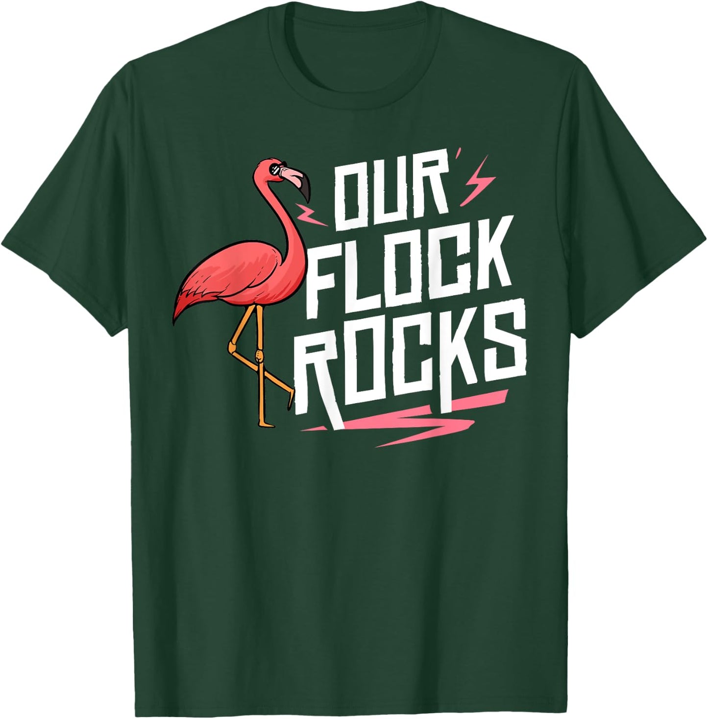 Our Flock Rocks Gift Pink Flamingo Women Men T-Shirt - T-Shirt | Forest