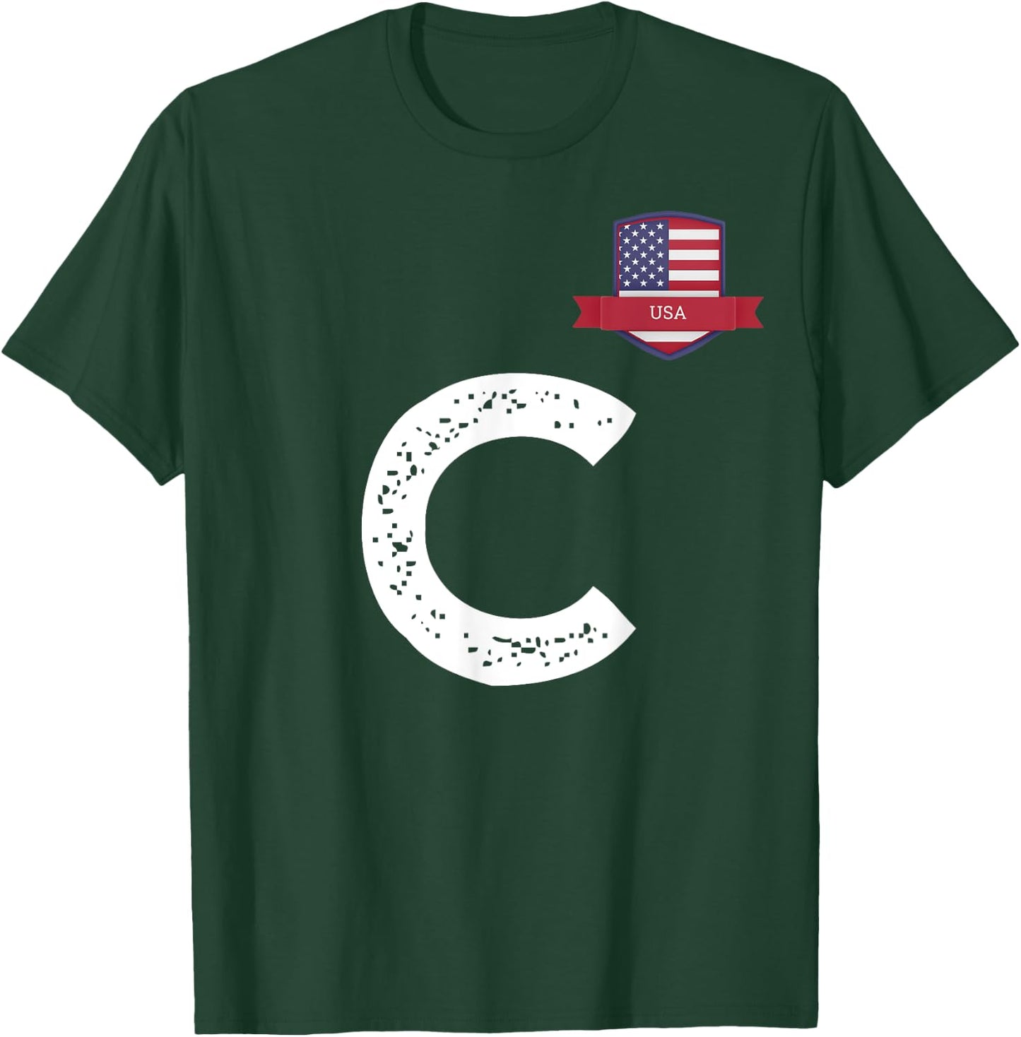 USA Human-Flag Letter C American USA T-Shirt - T-Shirt | Forest