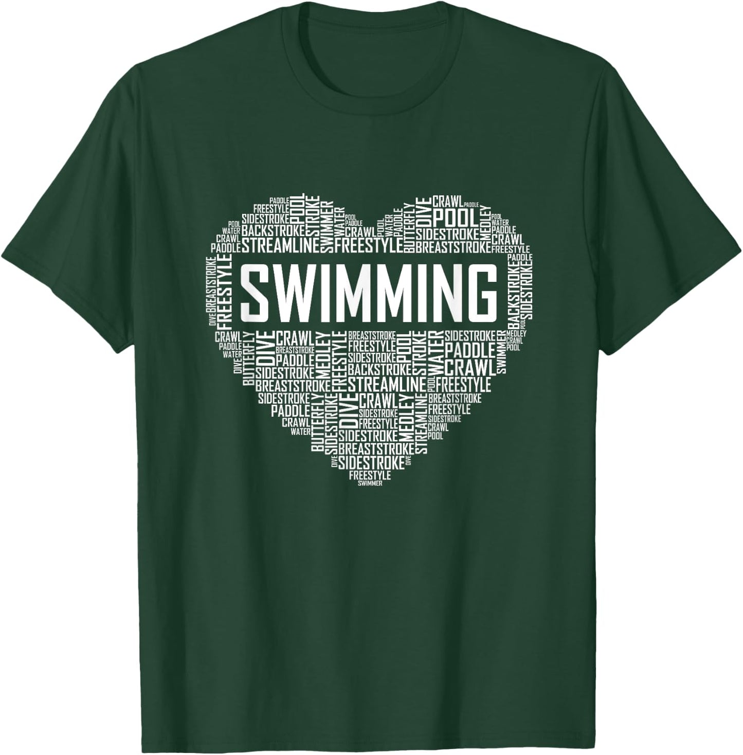 Swimming Heart Coach Swimmer Gift Swim Lover Gifts T-Shirt - T-Shirt | Forest
