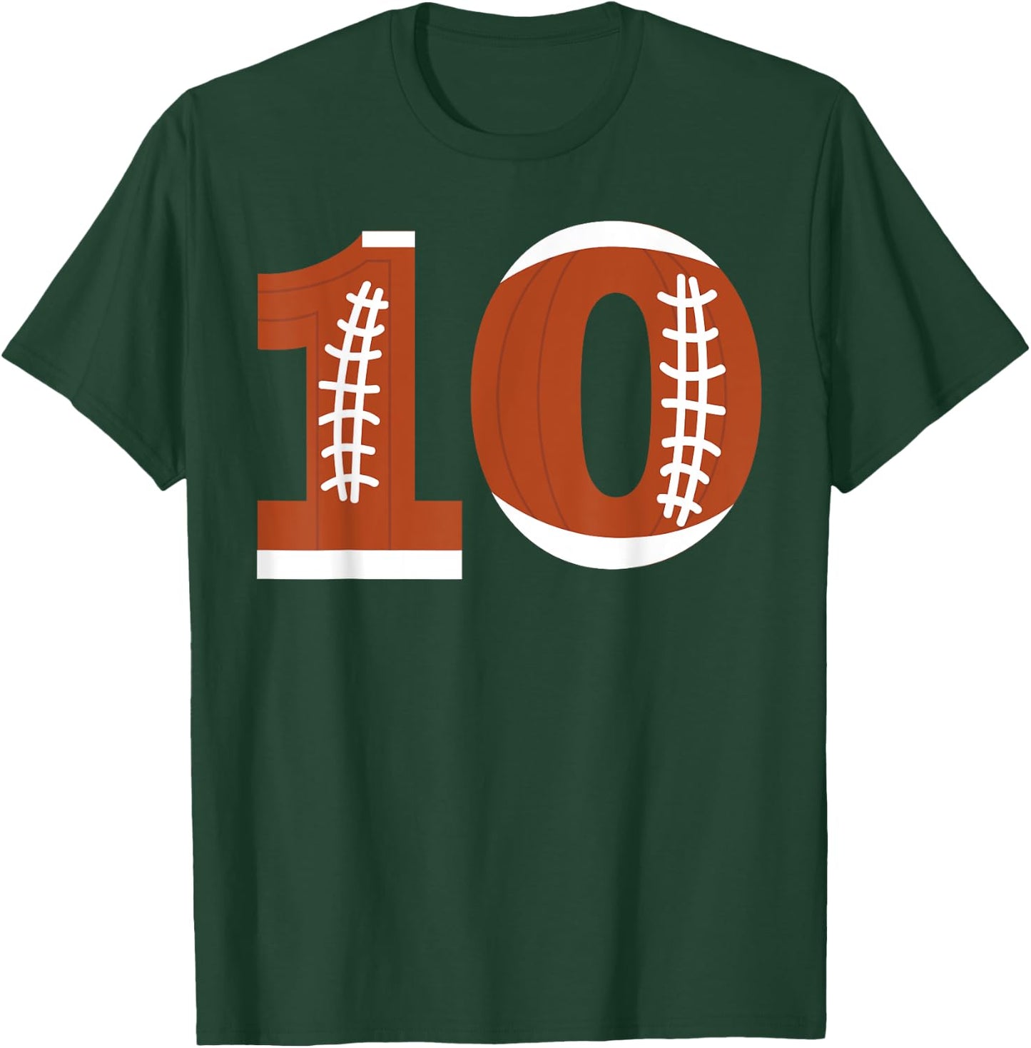 10th Birthday Football Ball Boys | 10 Year Old Gift T-Shirt - T-Shirt | Forest