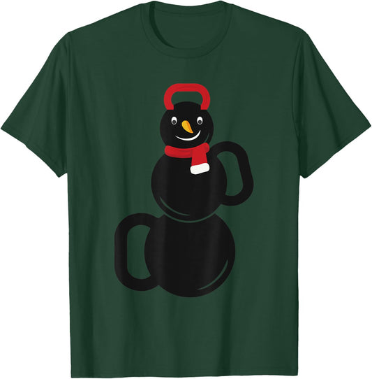Christmas Snowman Kettlebell Exercise T-Shirt - T-Shirt | Forest