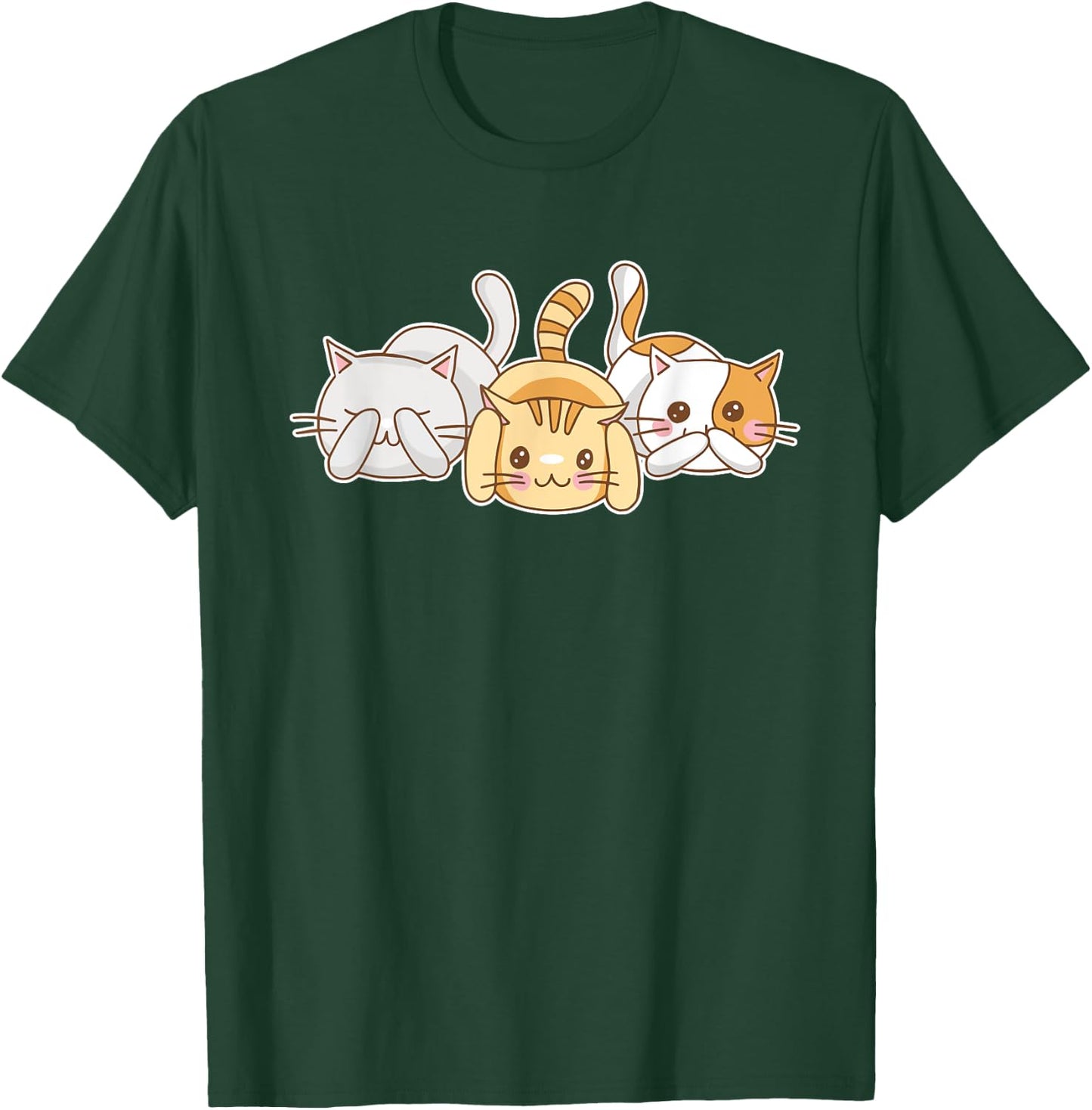 Funny Cat Lovers - See No Evil, Hear No Evil, Speak No Evil Women Girls Kids T-Shirt - T-Shirt | Forest