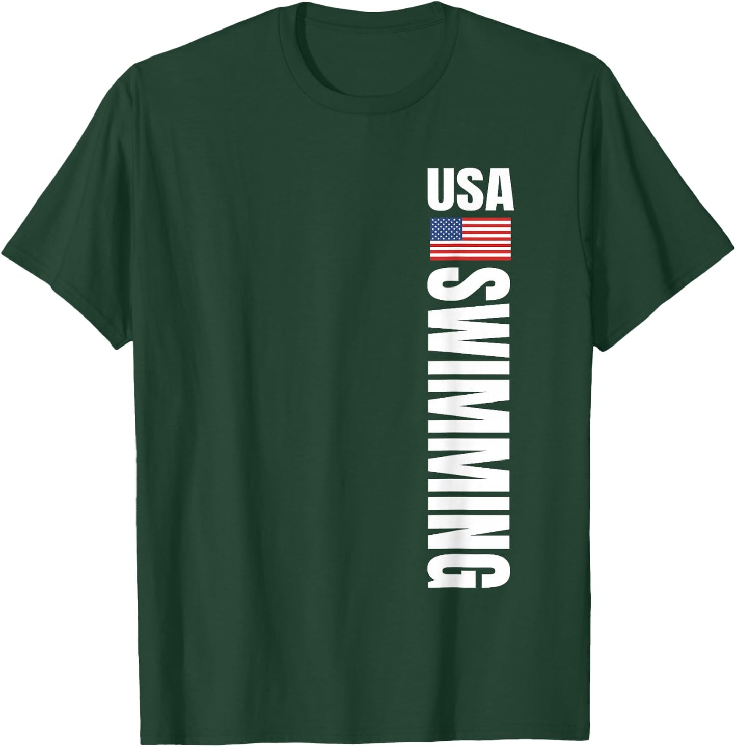 USA Swimming American Flag Swim Sport Team T-Shirt - T-Shirt | Forest