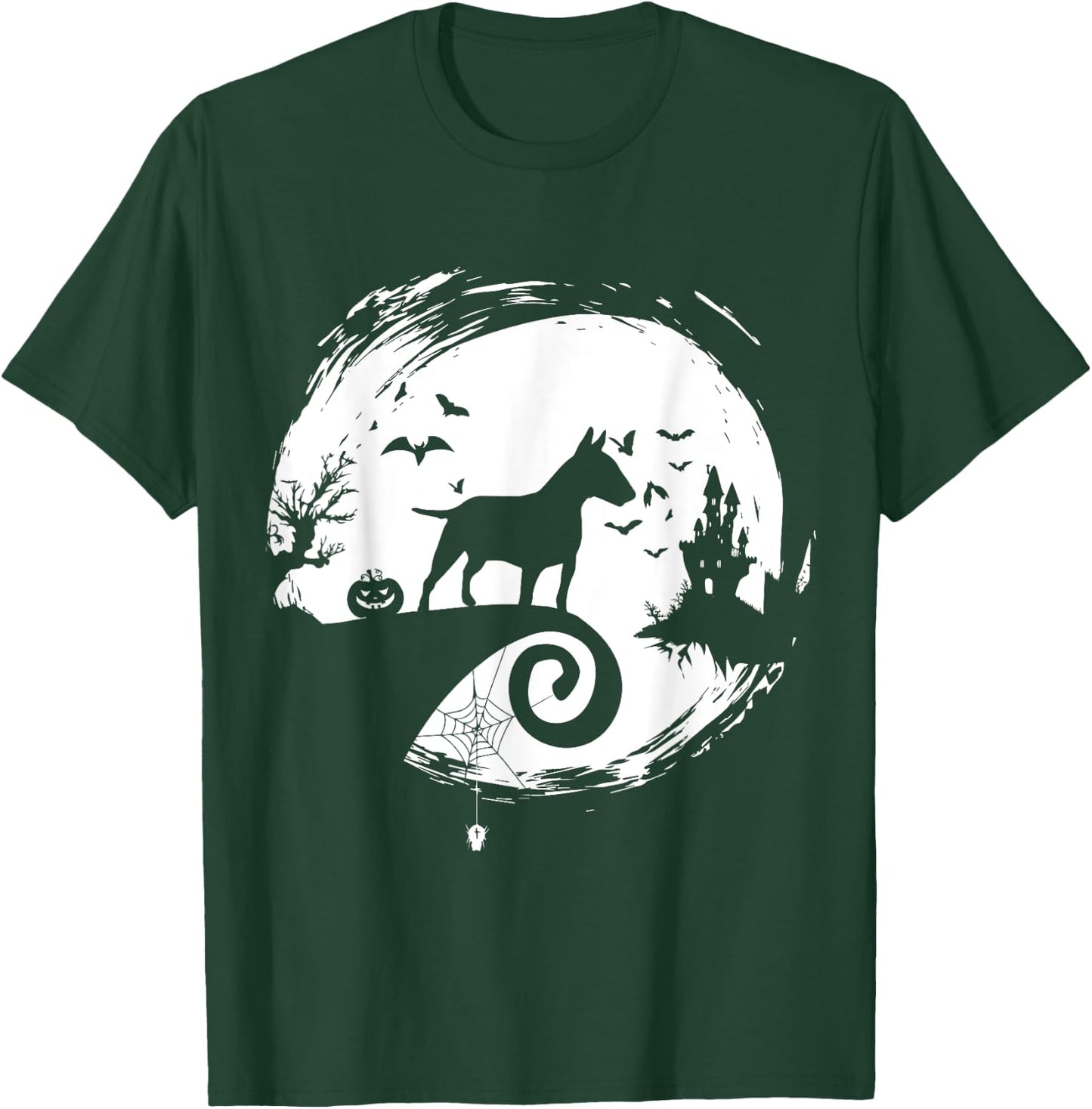 Bull Terrier Halloween Costume Bully Moon Silhouette T-Shirt - T-Shirt | Forest