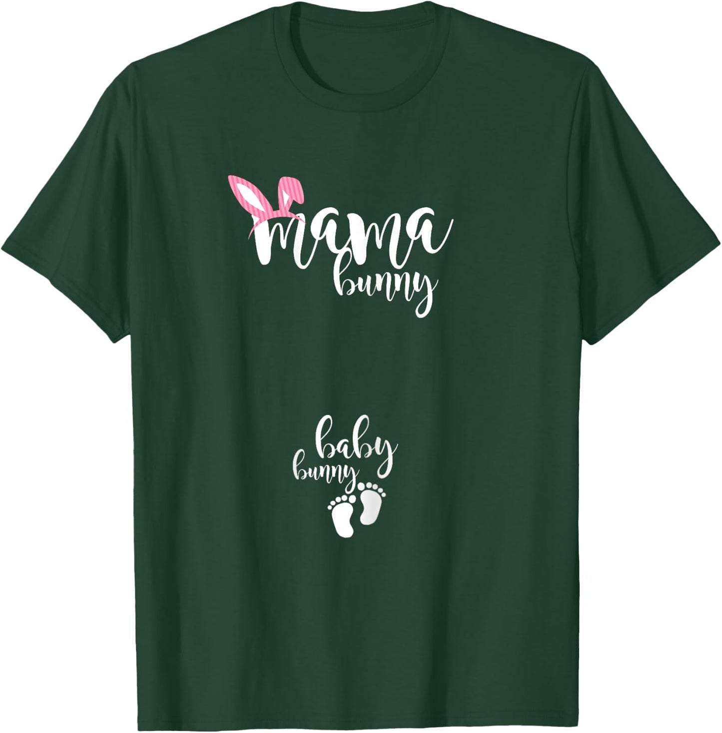 Mama Bunny Baby Bunny Pregnant Mom Easter Pregnancy Reveal T-Shirt - T-Shirt | Forest