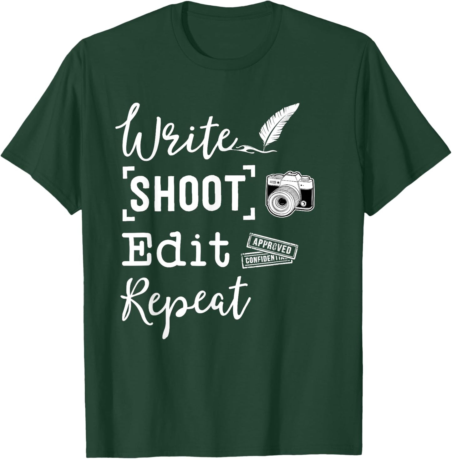 WRITE SHOOT EDIT REPEAT Journalism Shirt Journalist T-Shirt - T-Shirt | Forest