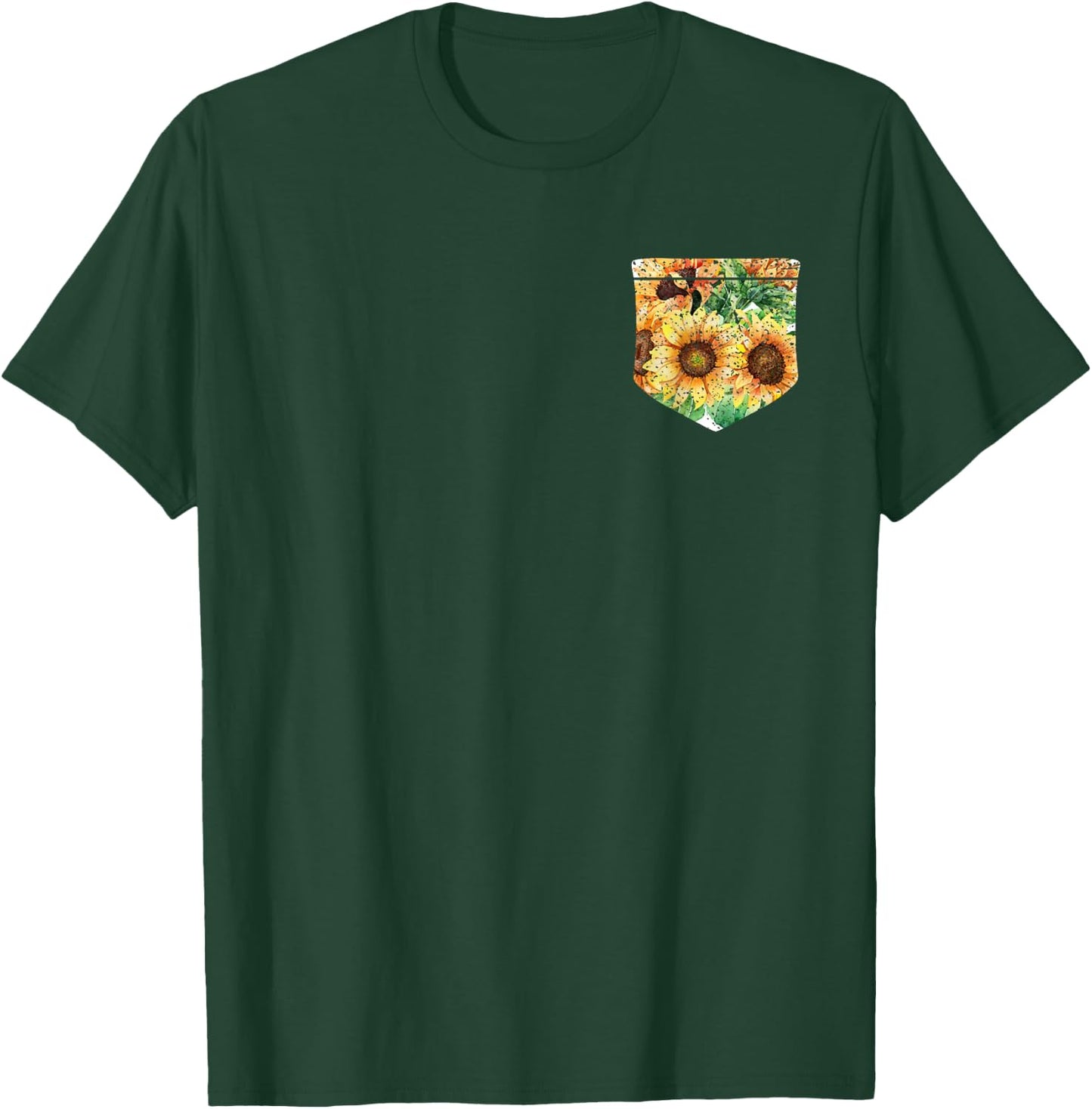 Sunshine Sunflowers Florist Yellow Flowers Pocket Sunflower Men Women Girls Kids T-Shirt - T-Shirt | Forest