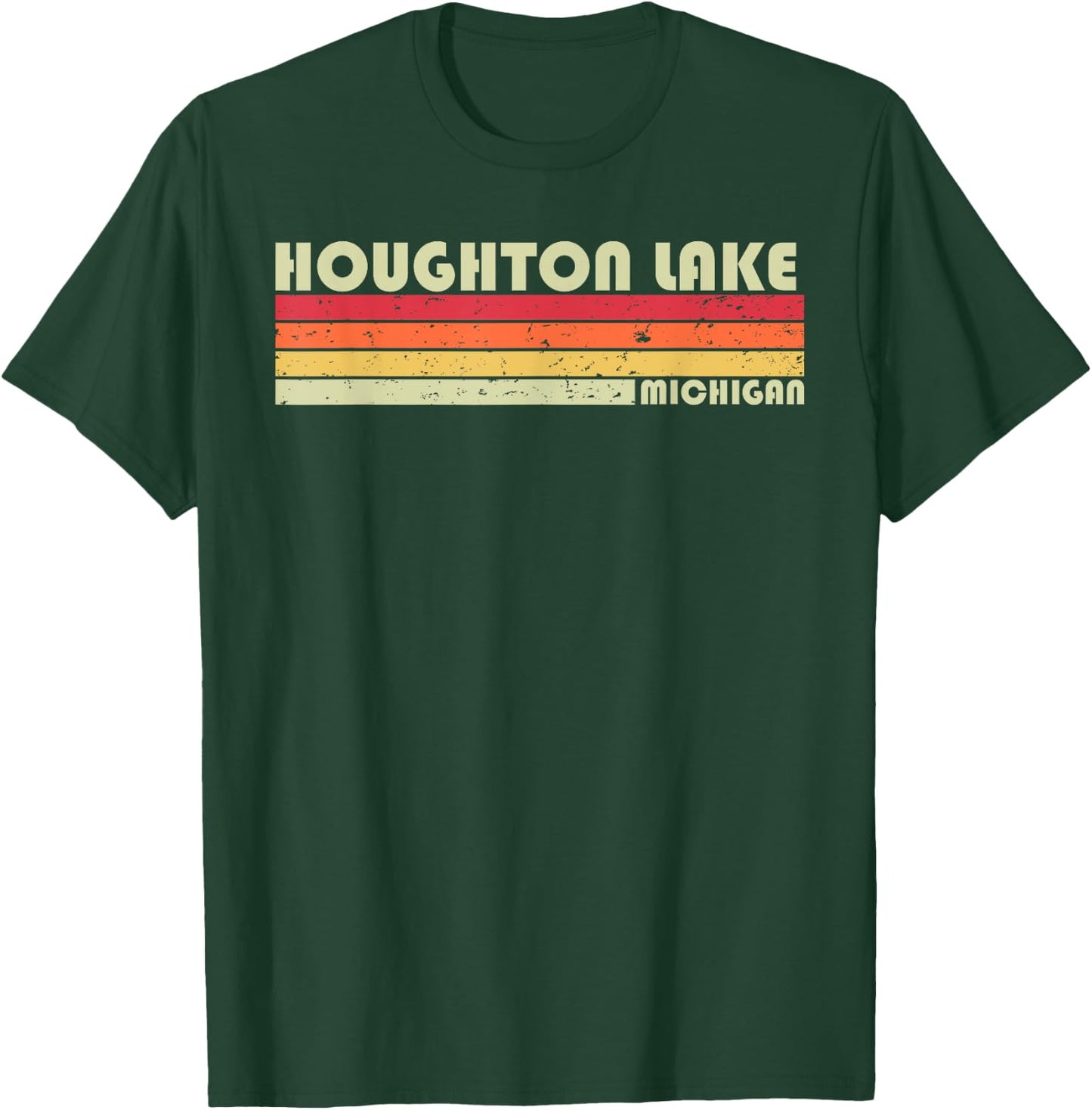 HOUGHTON LAKE MICHIGAN Funny Fishing Camping Summer Gift T-Shirt - T-Shirt | Forest