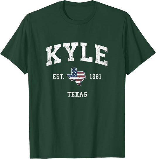 Kyle Texas TX Vintage American Flag Sports Design Kids Men T-Shirt - T-Shirt | Forest