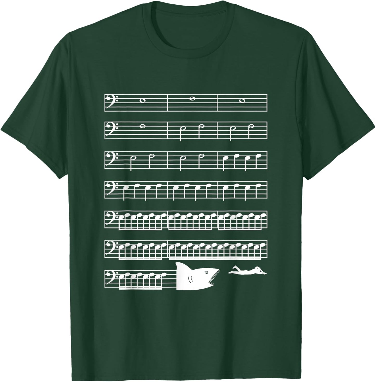 Funny Music Shark Bass Clef Classical Musician T-Shirt - T-Shirt | Forest