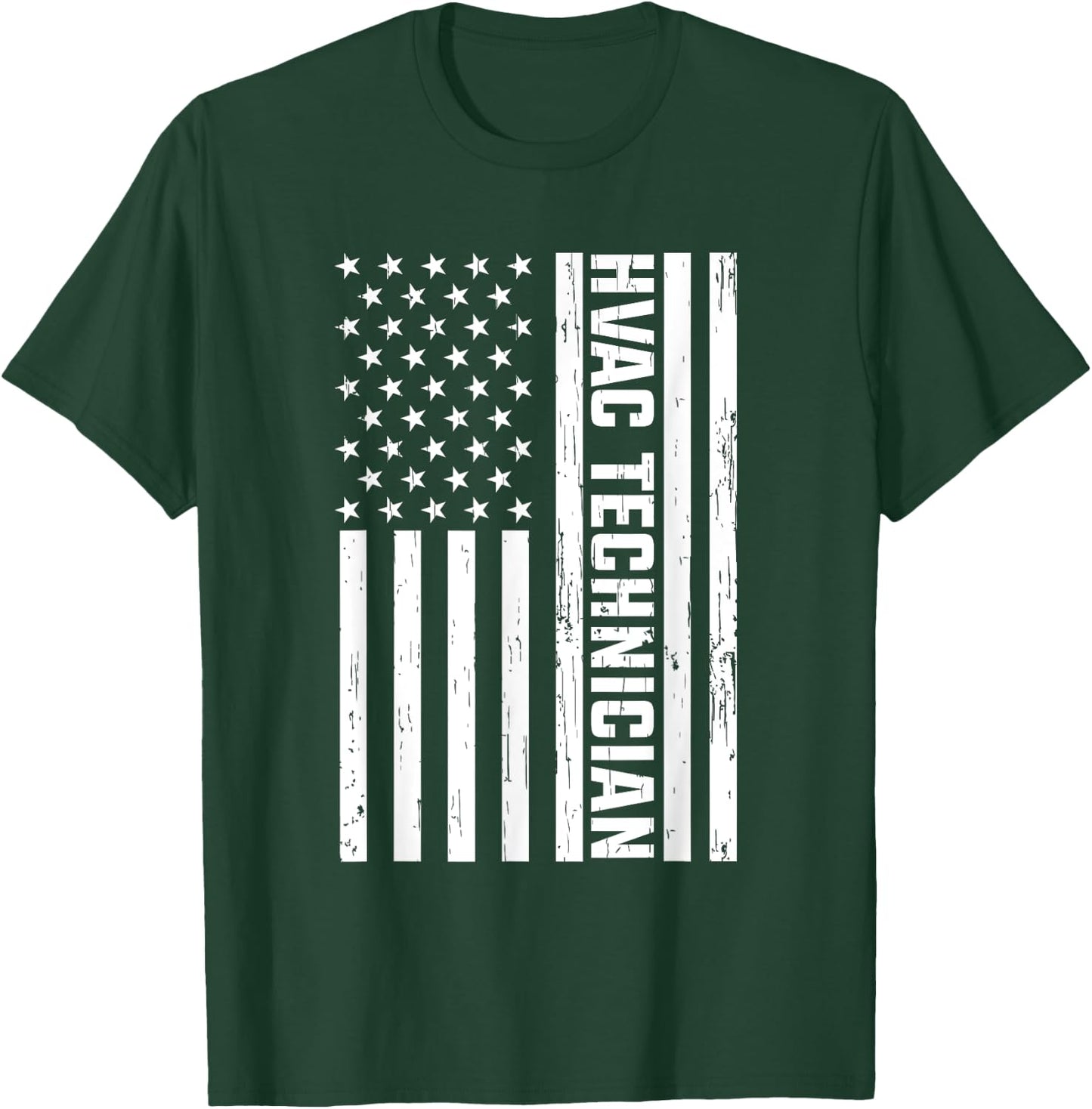 Funny HVAC Gift Cool HVAC Technician American Flag T-Shirt - T-Shirt | Forest