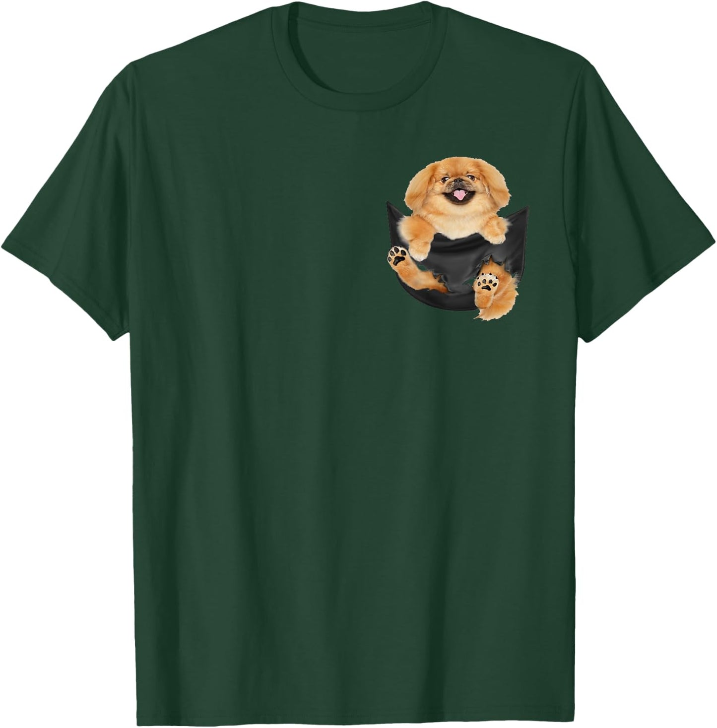 Pekingese In Pocket Funny Dog Animal Lovers Costume Gifts Men Women T-Shirt - T-Shirt | Forest