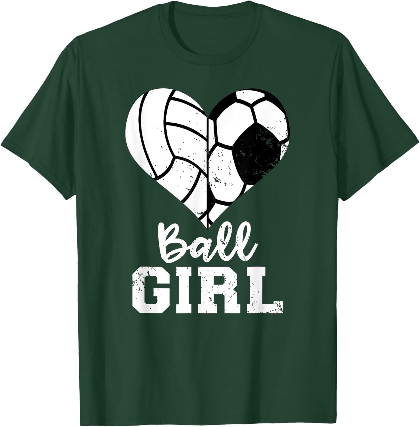 Ball Girl Heart Funny Soccer Volleyball Girl T-Shirt - T-Shirt | Forest