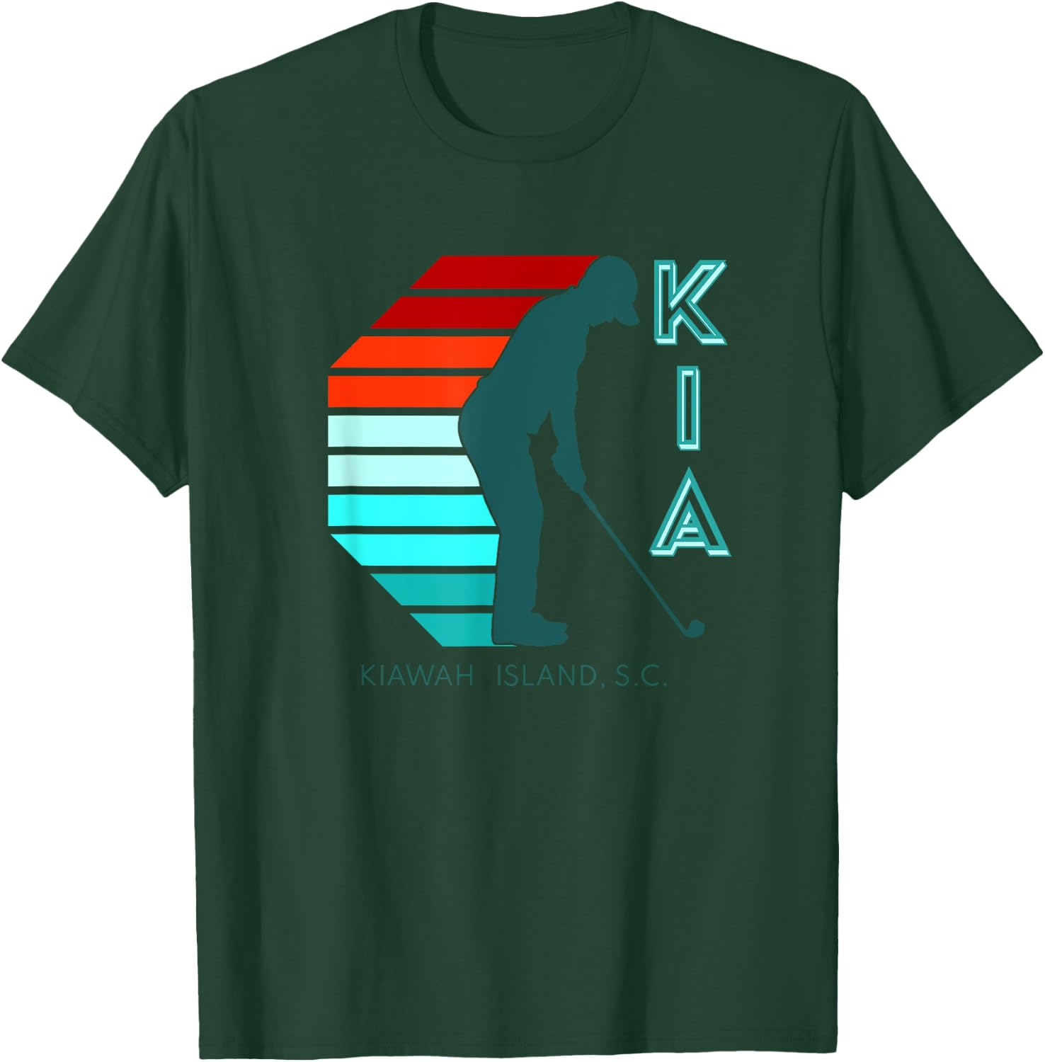South Carolina Golfing Pro Retro Beach Kiawah Island Golf T-Shirt - T-Shirt | Forest