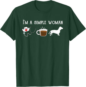 Funny Nurse Tea Coffee Lover Cute Dachshund Wiener Dog Mom T-Shirt - T-Shirt | Forest