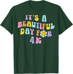 It’s a Beautiful Day for 4K Learning Retro Teacher Students Men Women Girls Kids T-Shirt - T-Shirt | Forest