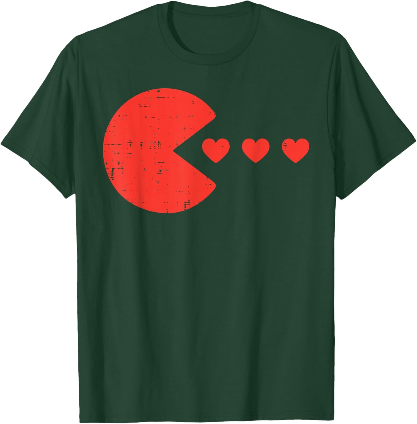 Valentines Day Gamer Eating Hearts Men Boys Kids Youth Teen T-Shirt - T-Shirt | Forest