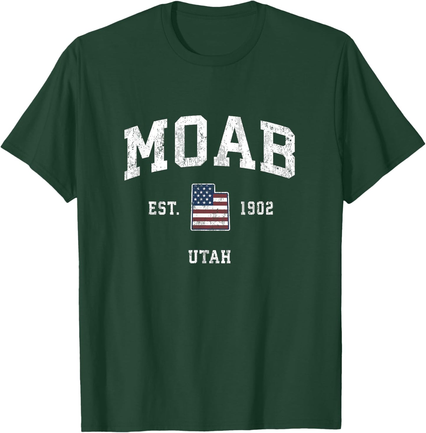 Moab Utah UT Vintage American Flag Sports Design Women Kids Men T-Shirt - T-Shirt | Forest
