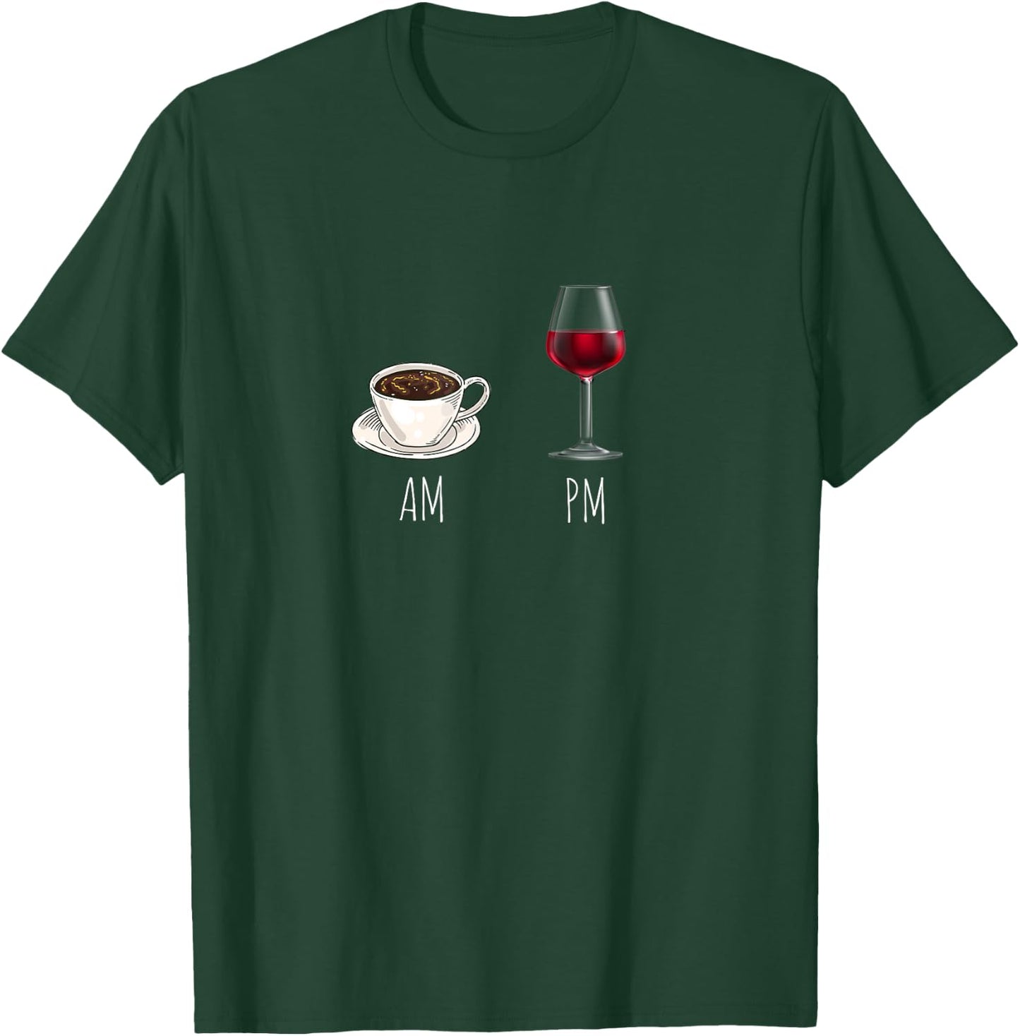 Morning Coffee Wine in the Evening Latte Clock Wine Clock Funny T-Shirt - T-Shirt | Forest