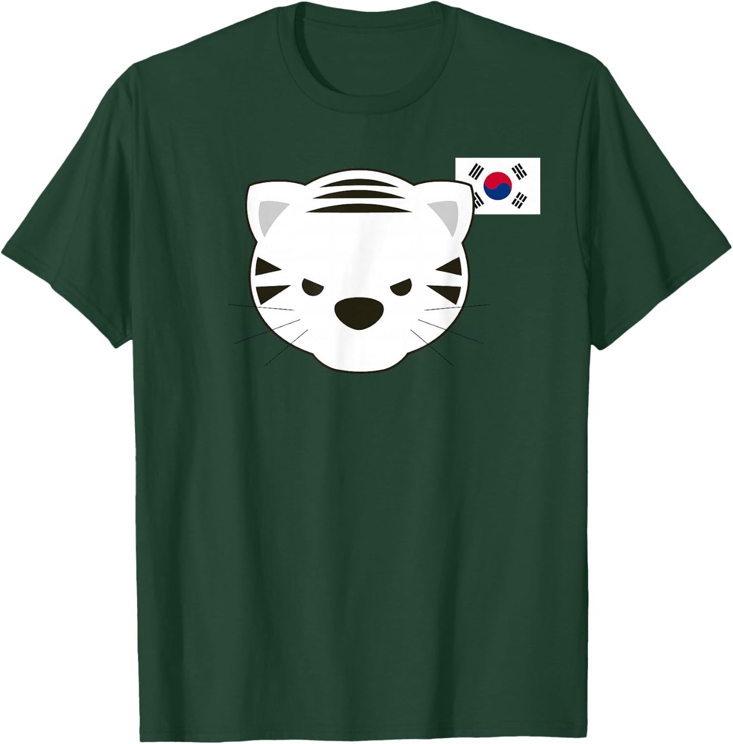 White Siberian Tiger South Korean Flag T-Shirt - T-Shirt | Forest