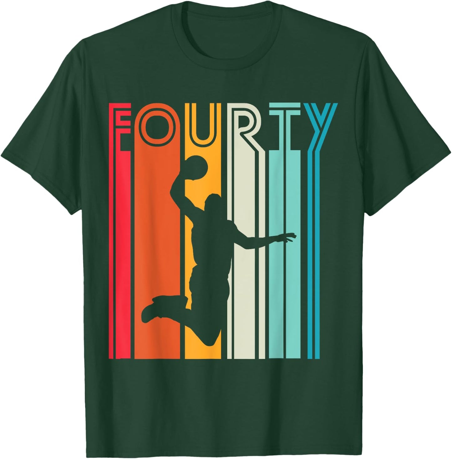 40th Birthday Basketball Lover Gift 40 Years Old Retro T-Shirt - T-Shirt | Forest