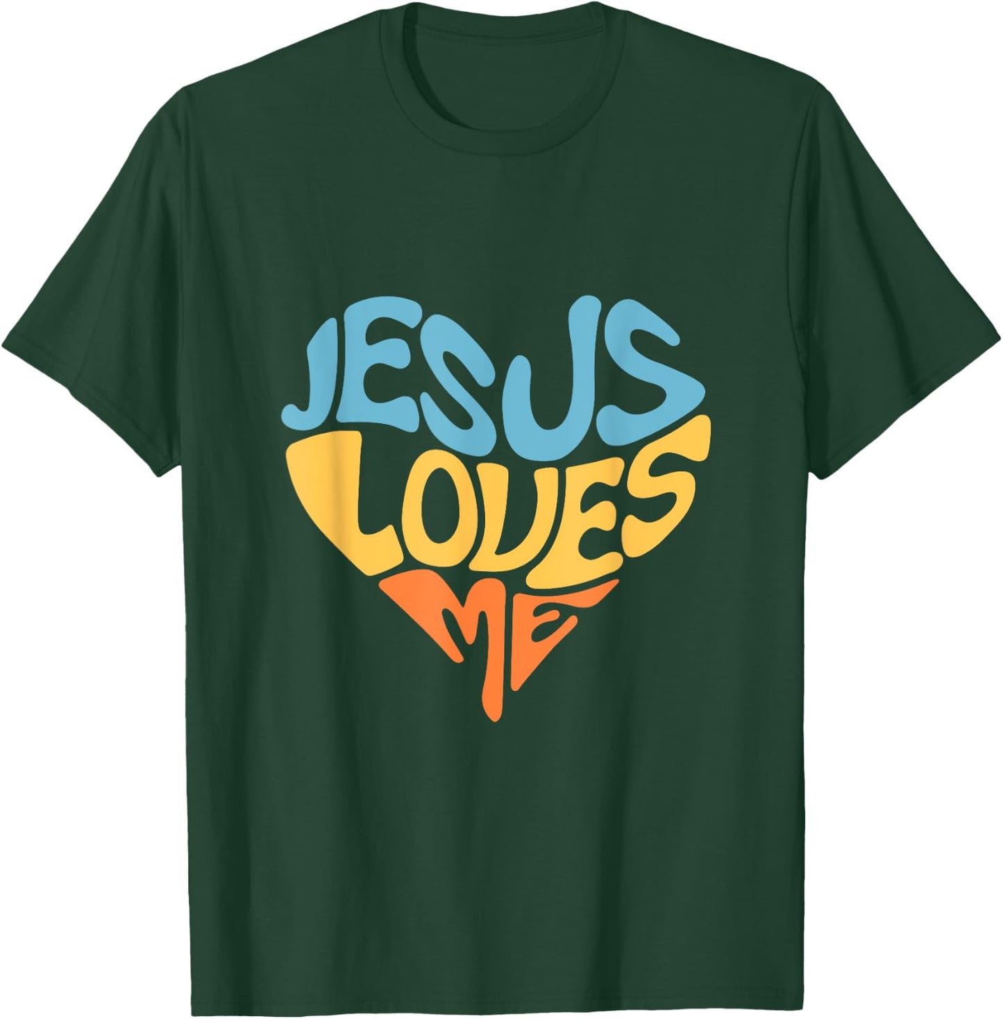 Jesus Loves Me Heart Shaped Men Women and Youth T-Shirt - T-Shirt | Forest