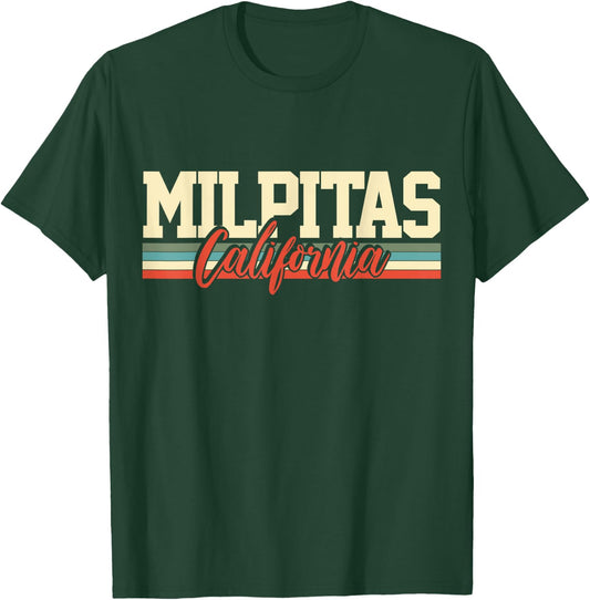 Milpitas California Retro T-Shirt - T-Shirt | Forest